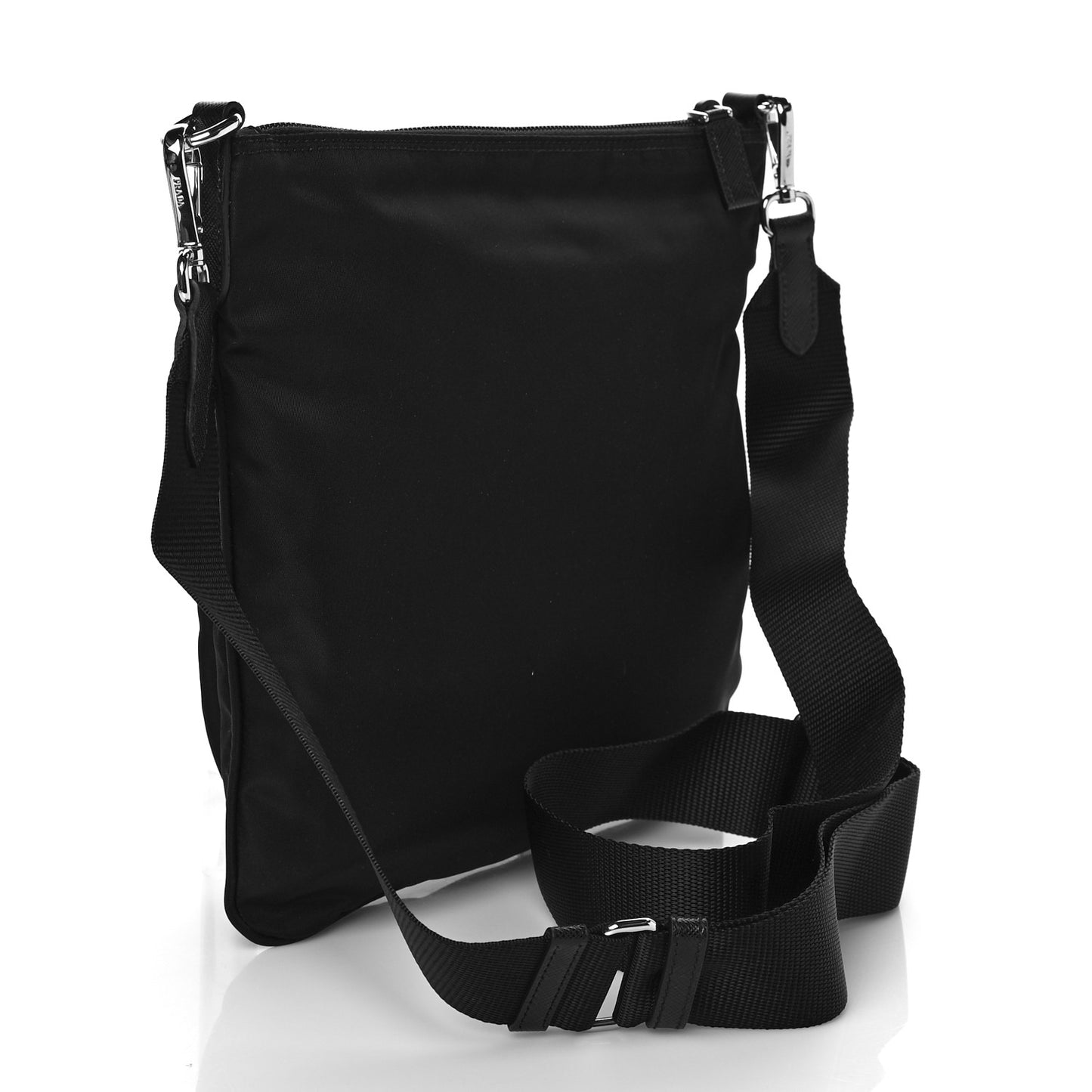 Nylon Saffiano Flat Messenger Bag Black