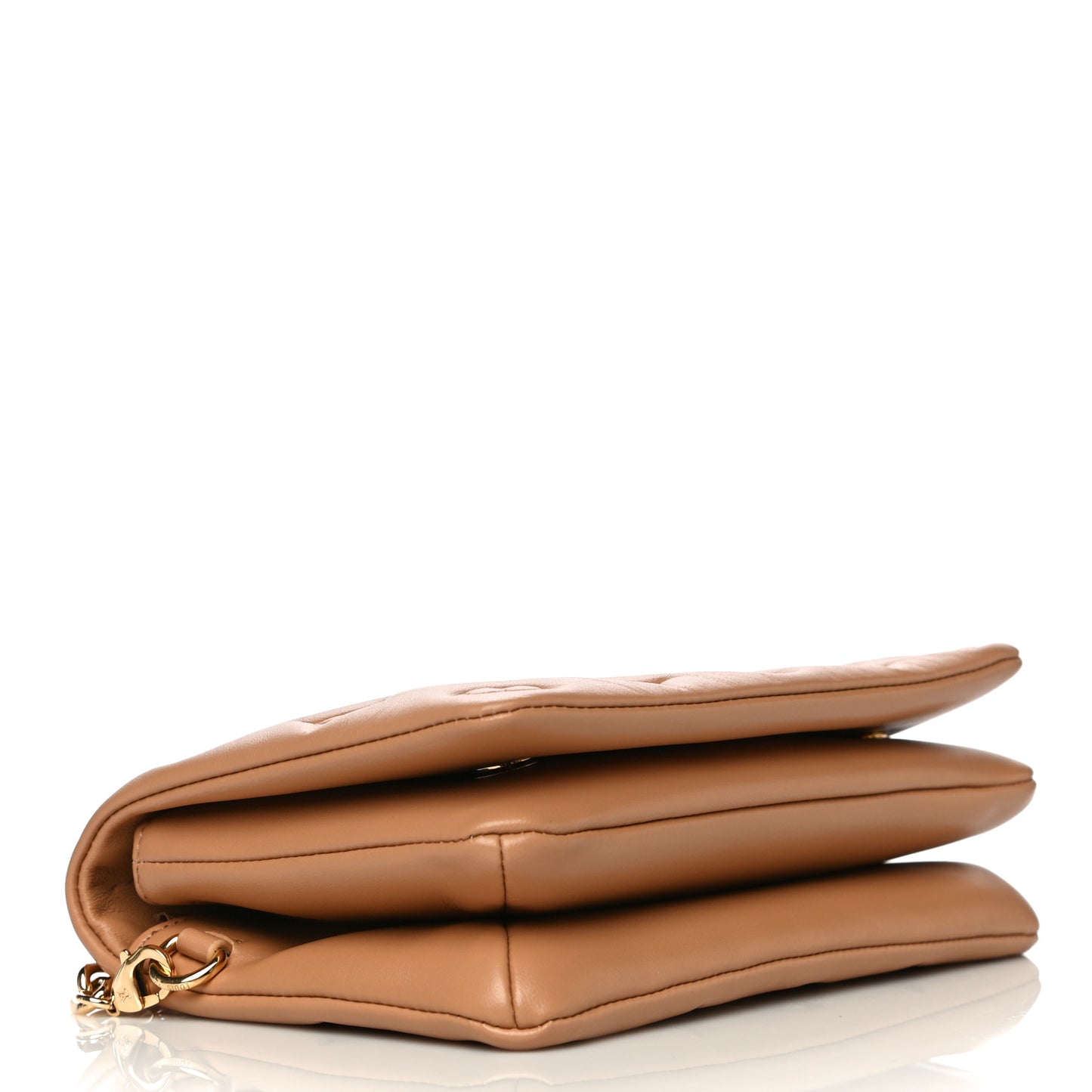 Lambskin Embossed Monogram Pochette Coussin Camel