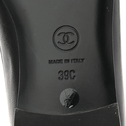 Chanel Lambskin Patent Calfskin Cap Toe Ankle Chain Ballerina Flats 39 Black 7 of 9