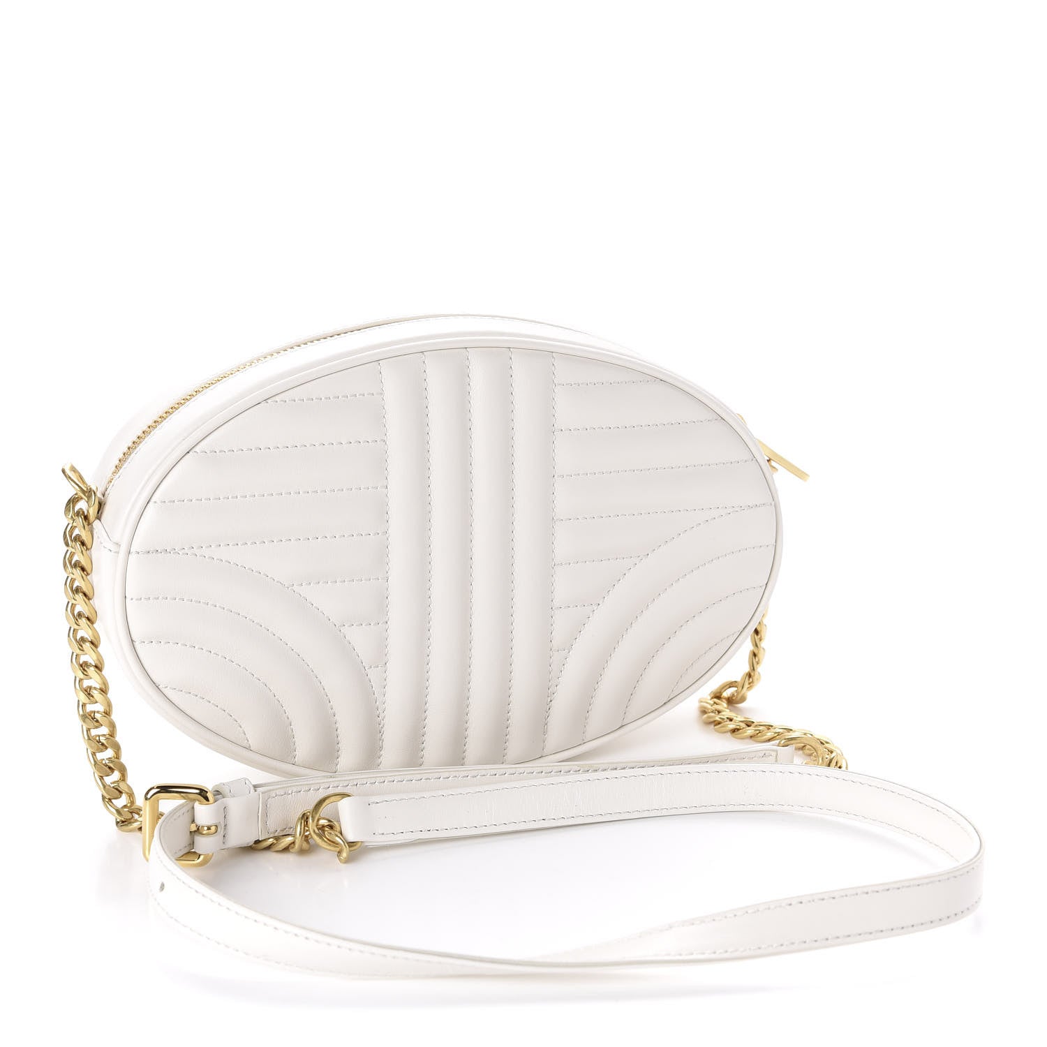 Prada Soft Calfskin Impunture Diagramme Chain Crossbody White 3 of 9