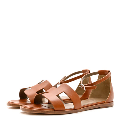 Hermes Calfskin Santorini Sandals 37 Naturel 3 of 9