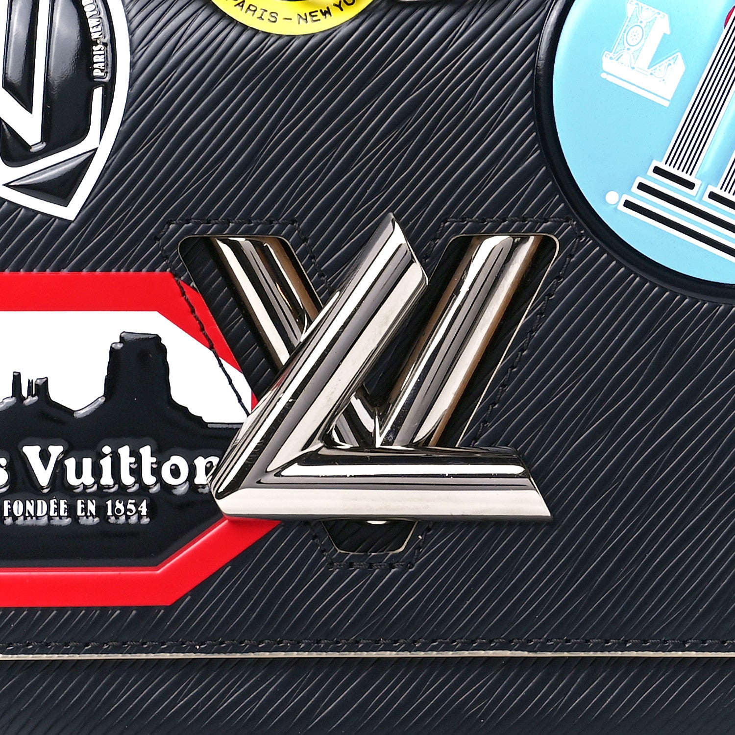 Louis Vuitton Epi Travel Stickers Twist Shoulder Bag MM Black 10 of 13