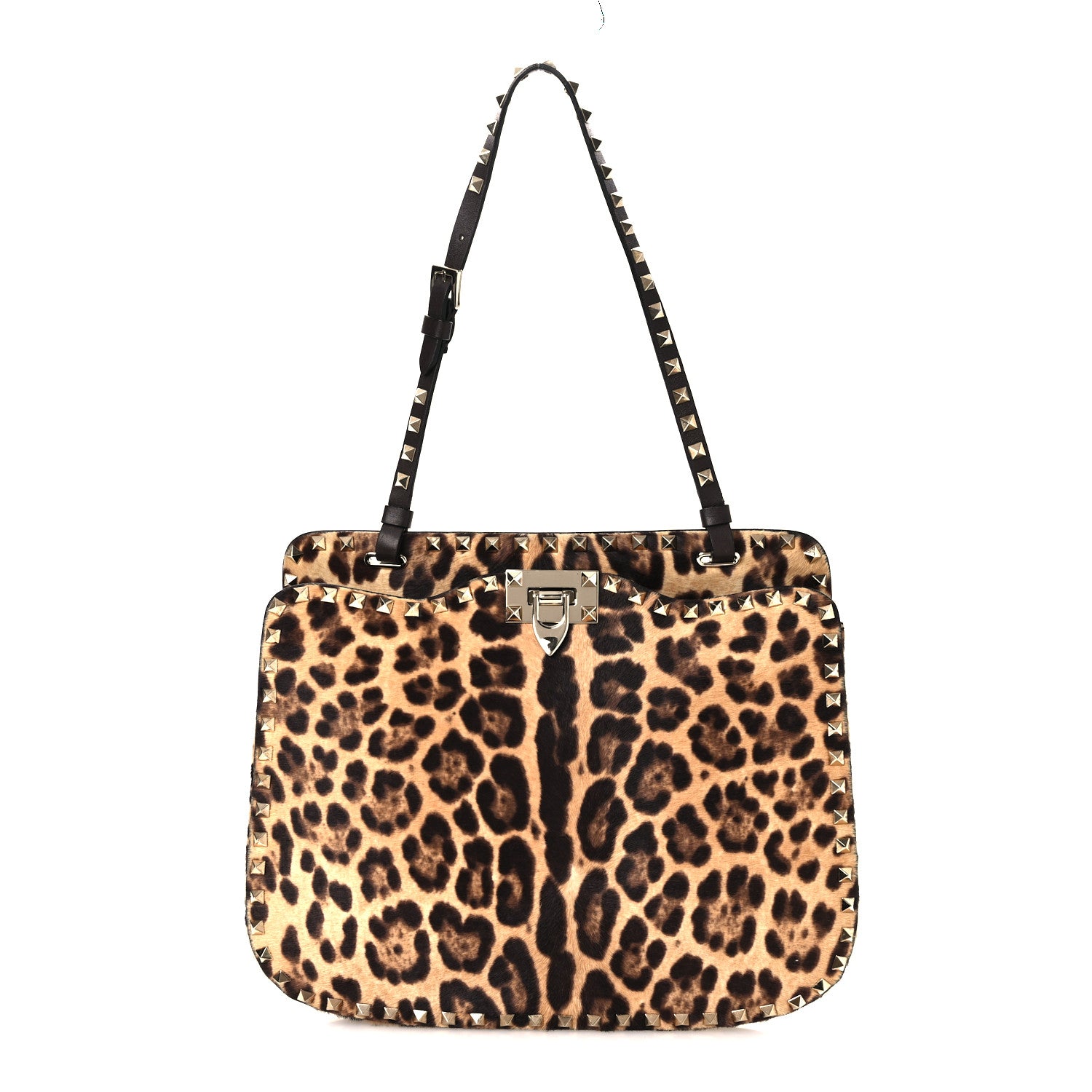 Valentino Garavani Calf Hair Leopard Print Rockstud Shoulder Bag 1 of 13