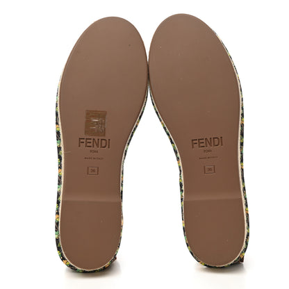Fendi Canvas Quilted Floral Print Gingham Ankle Wrap Flat Espadrilles 36 Multicolor 5 of 8