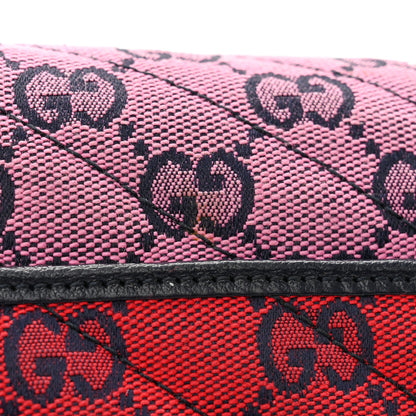 Gucci Monogram Multicolor Matelasse Diagonal GG Marmont Chain Wallet Red Blue Pink Green 18 of 19