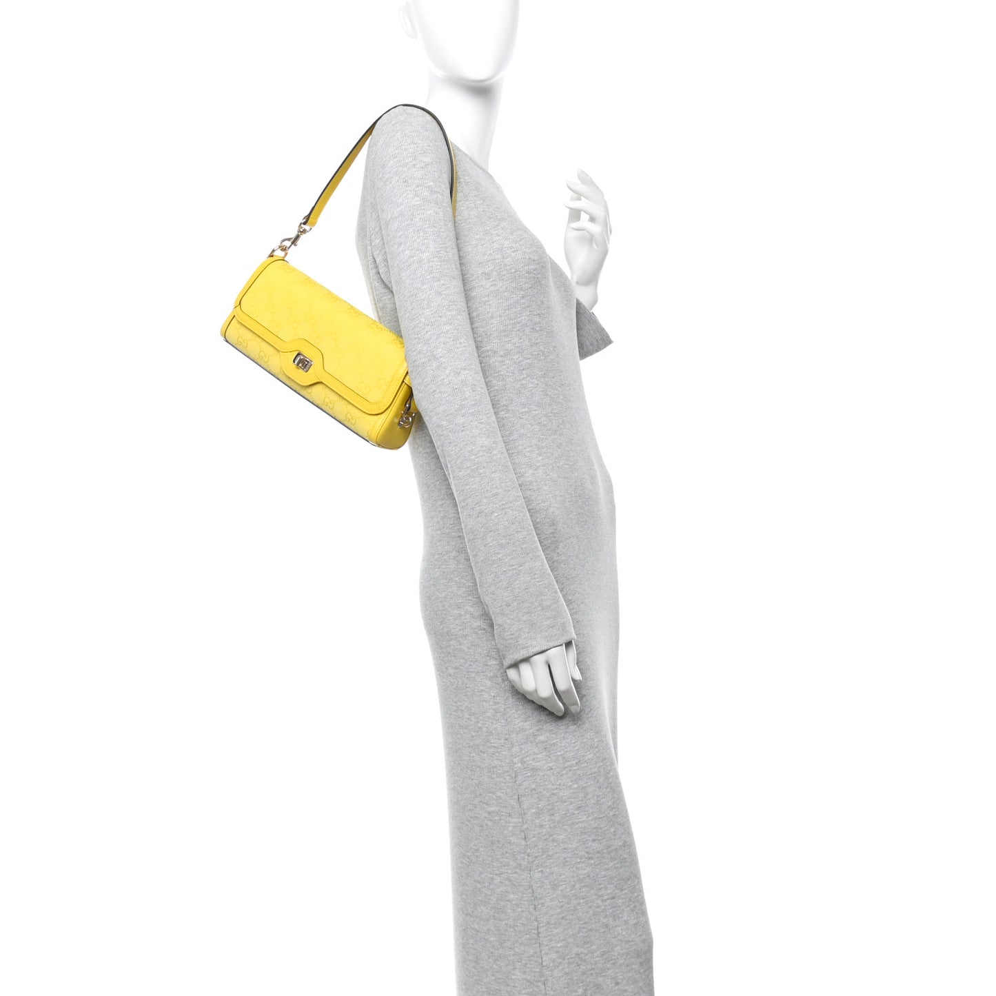 GG Monogram Textured Dollar Calfskin Small Luce Shoulder Bag Yellow