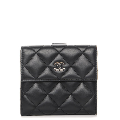Chanel Lambskin Quilted Compact French Flap Wallet Black 1 of 9