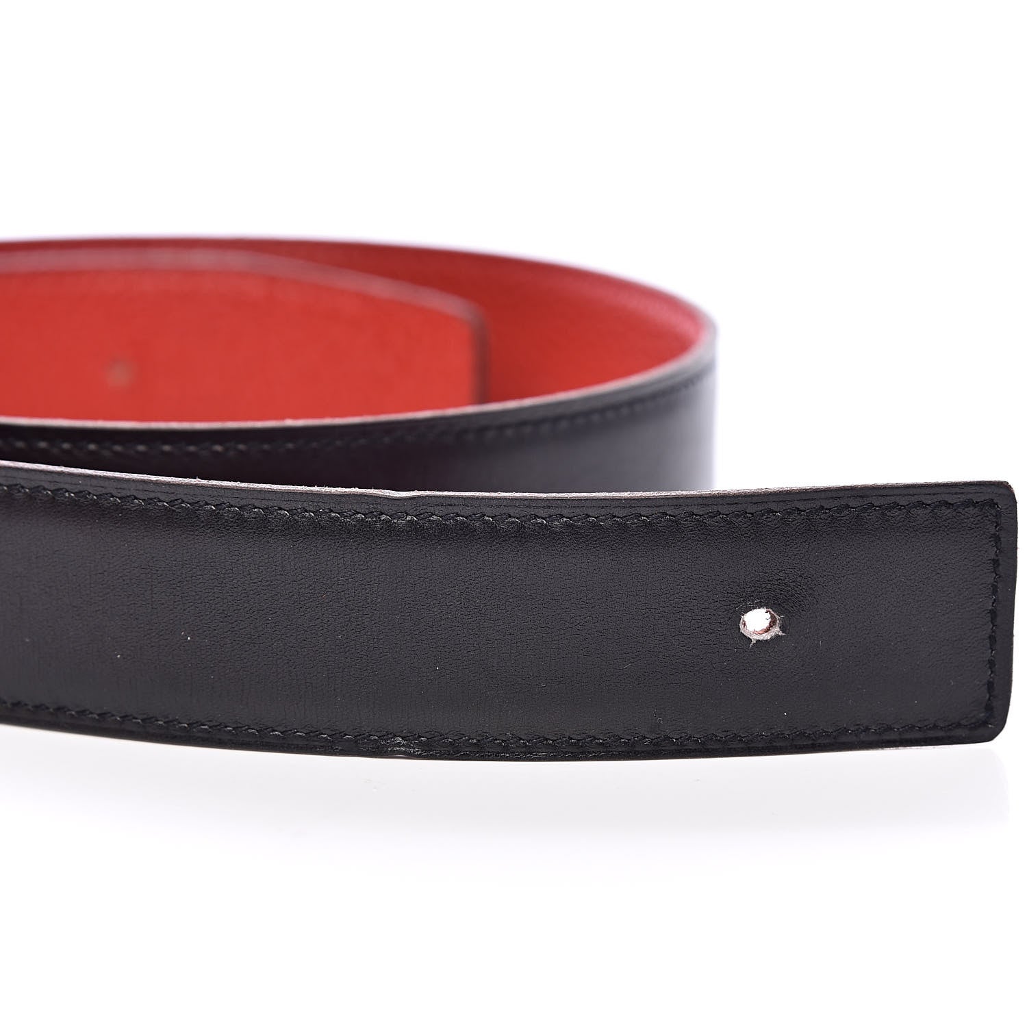 Hermes Box Togo 32mm H Belt 75 Black Rouge Garance 7 of 9