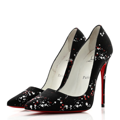 Christian Louboutin Toile Splash So Kate 120 Pumps 36.5 Black 3 of 9