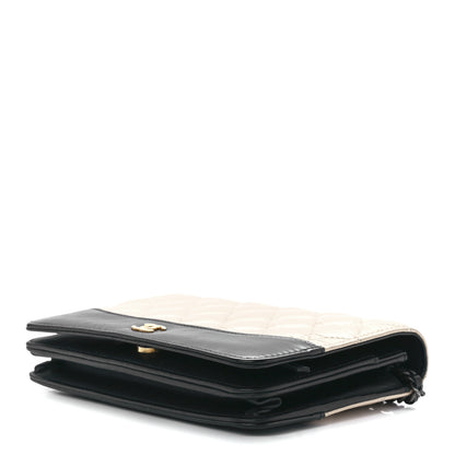 Chanel Aged Calfskin Quilted Gabrielle Wallet On Chain WOC Beige Black 9 of 12