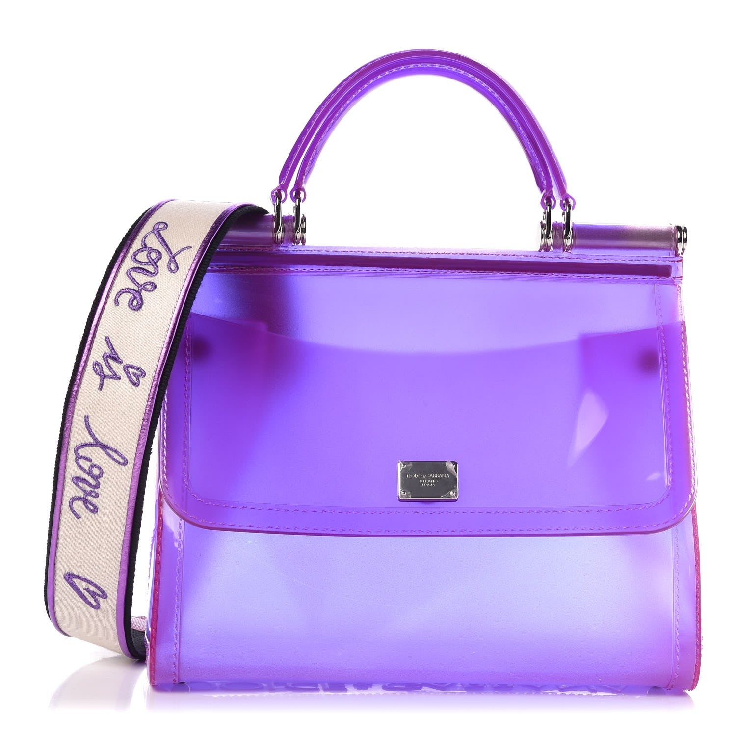 Dolce & Gabbana Rubber Semi Transparent Miss Sicily Satchel Purple 8 of 15