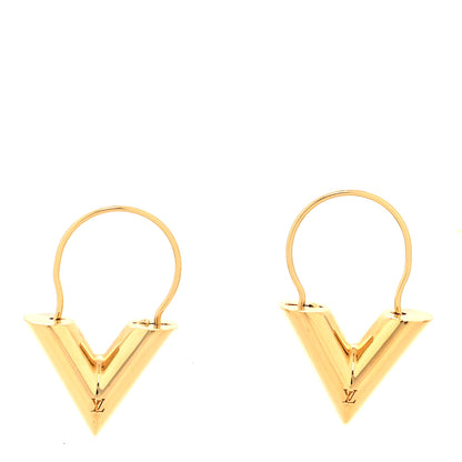 Louis Vuitton Brass Essential V Hoop Earrings Gold 1 of 4