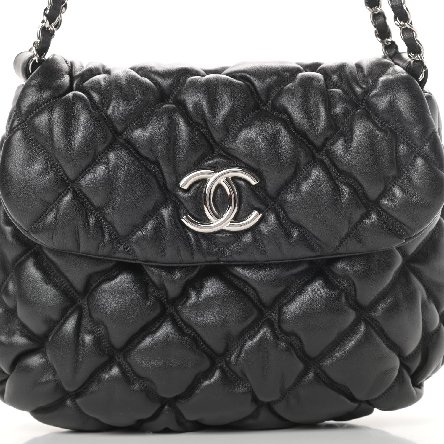 Chanel Lambskin Bubble Quilt Flap Bag Black 8 of 10