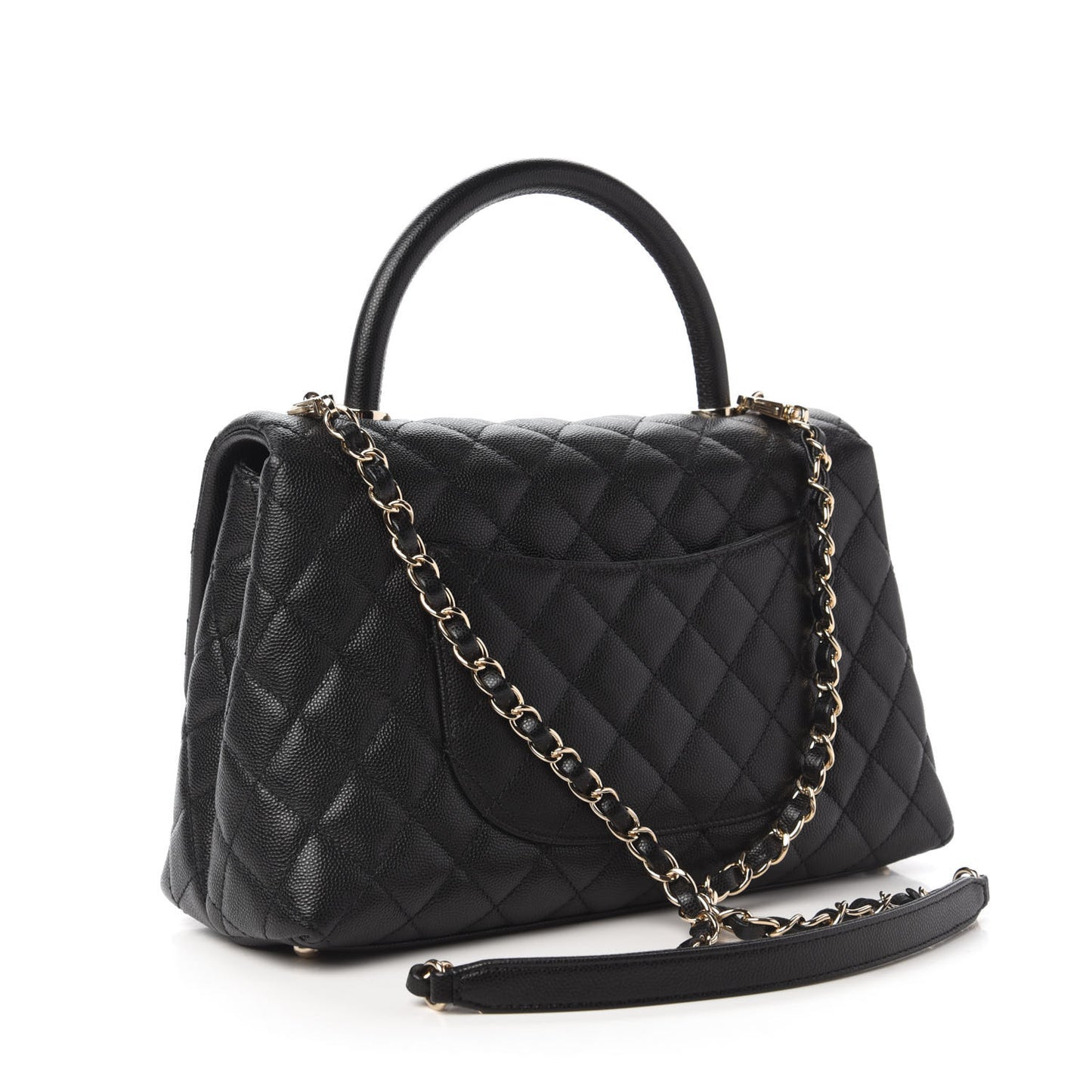 Caviar Quilted Small Coco Handle Flap Black