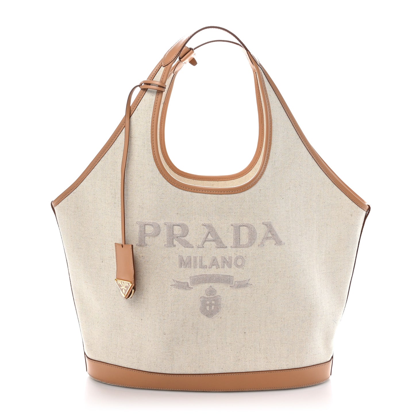 Linen Vitello Medium Logo Tote Natural