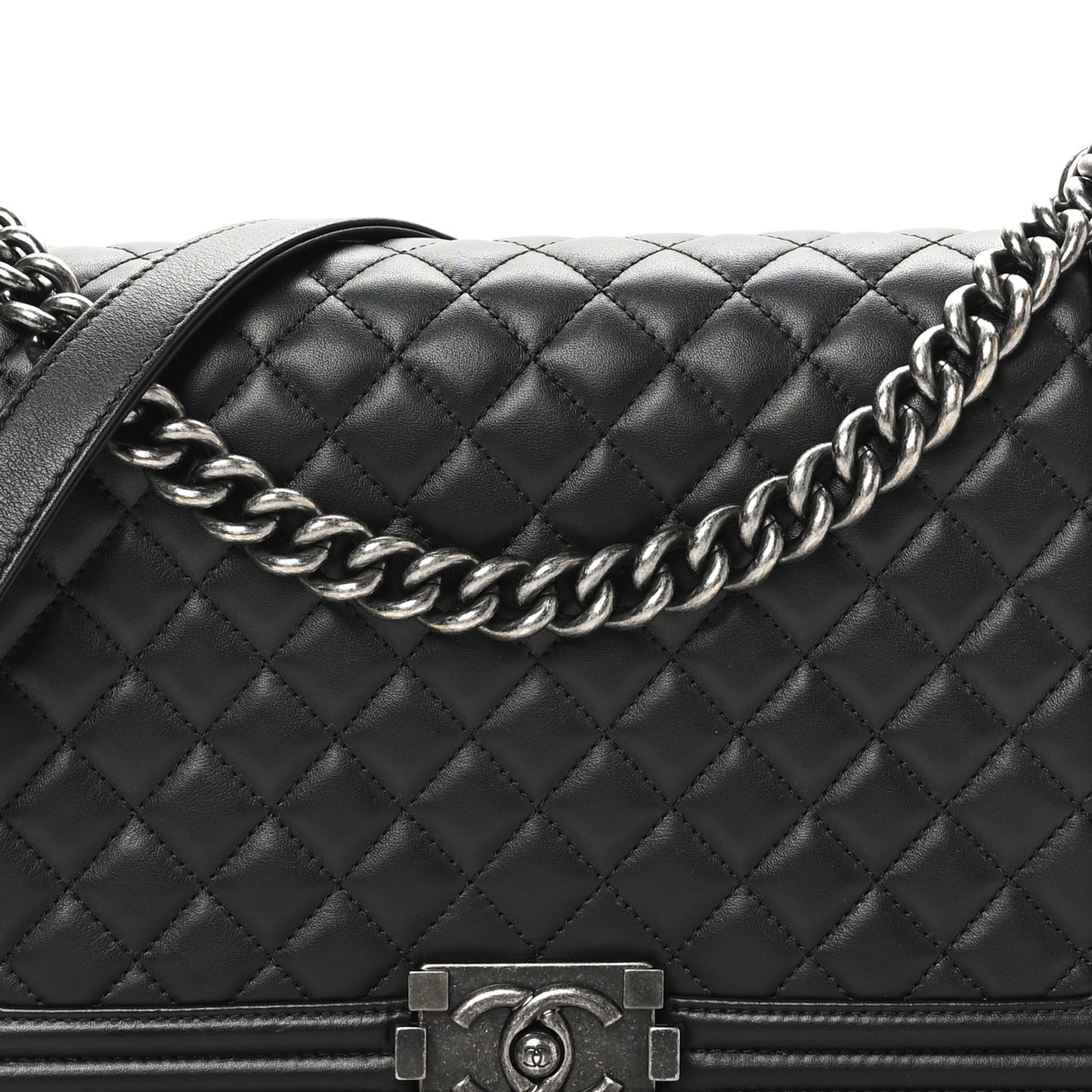 Calfskin Quilted New Medium Boy Flap Black