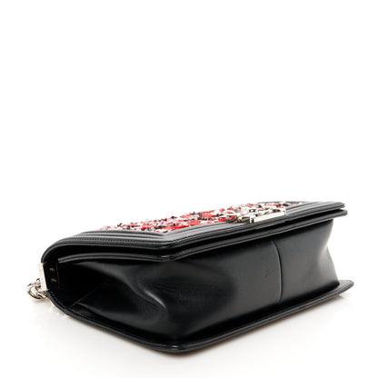 Chanel Lambskin Tweed Woven Medium Chevron Boy Flap Red White Black 4 of 10