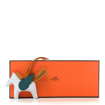 Hermes Milo Lambskin Grigri Rodeo Pegase Horse Bag Charm PM Bleu Brume Sesame Vert Bosphore 5 of 5