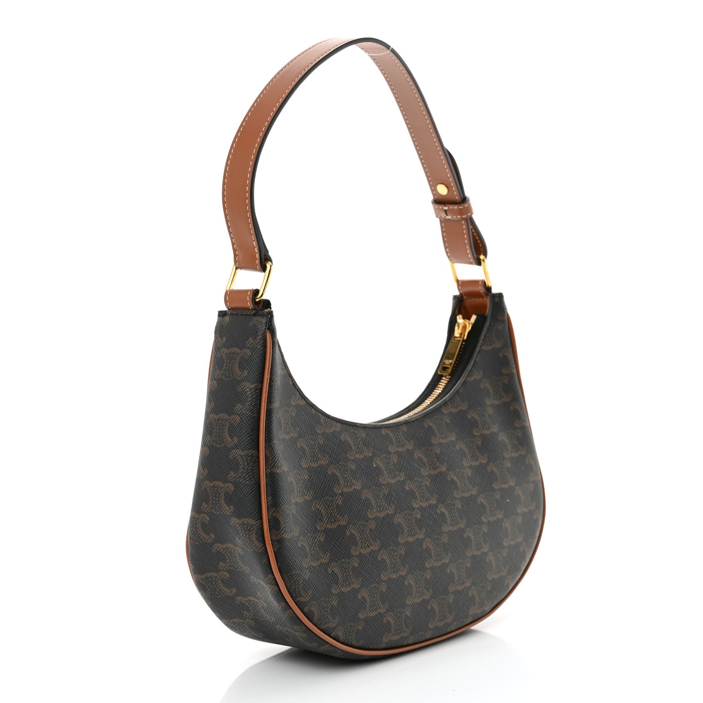 Triomphe Canvas Calfskin Ava Shoulder Bag Tan