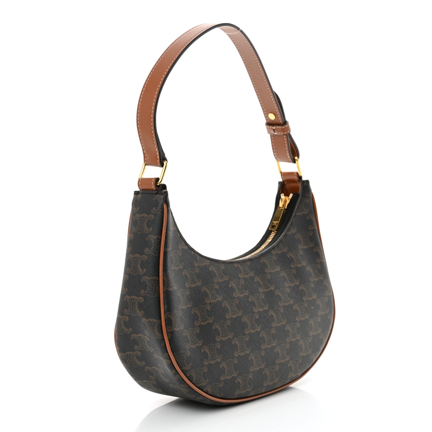 Celine Triomphe Canvas Calfskin Ava Shoulder Bag Tan 3 of 10