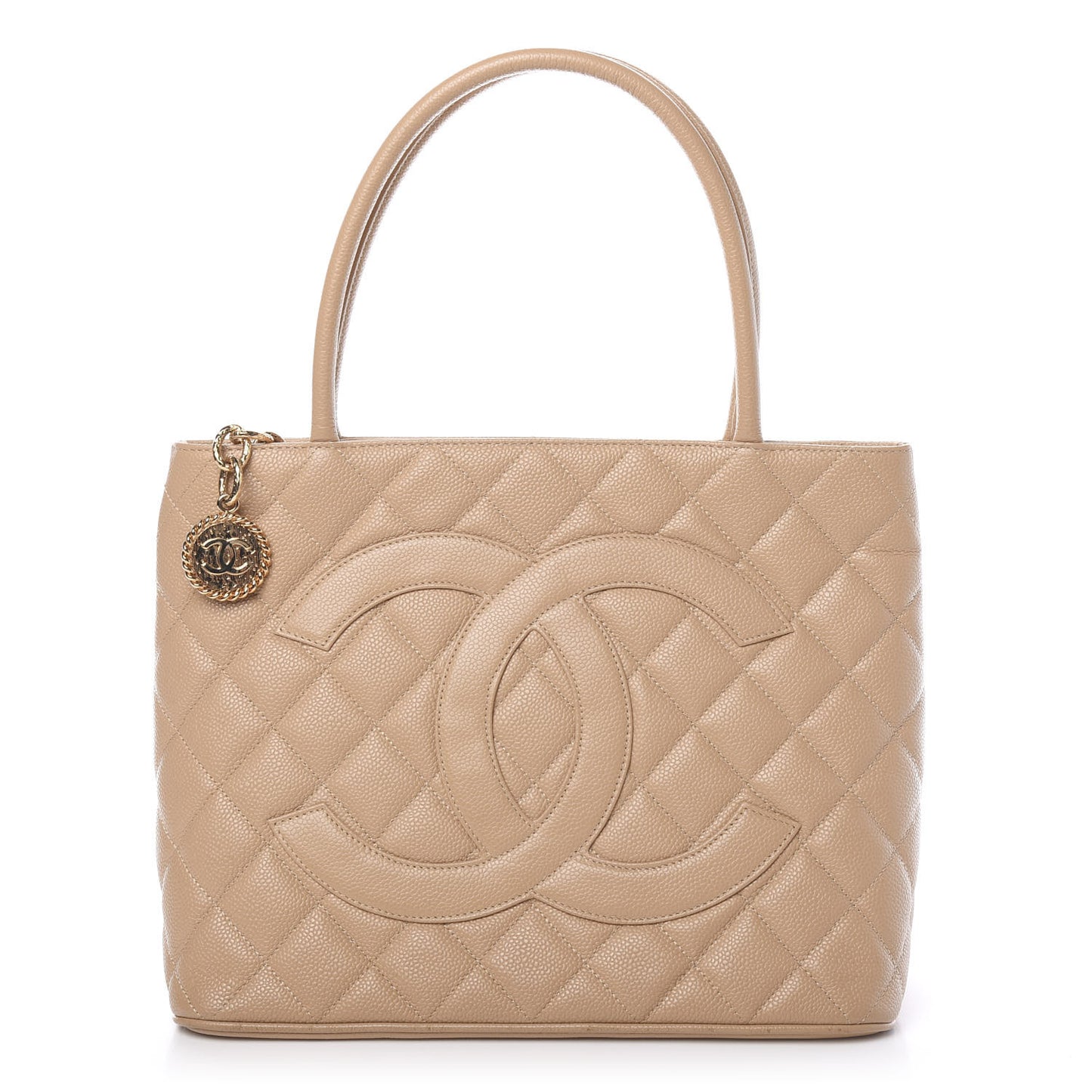 Caviar Quilted Medallion Tote Beige