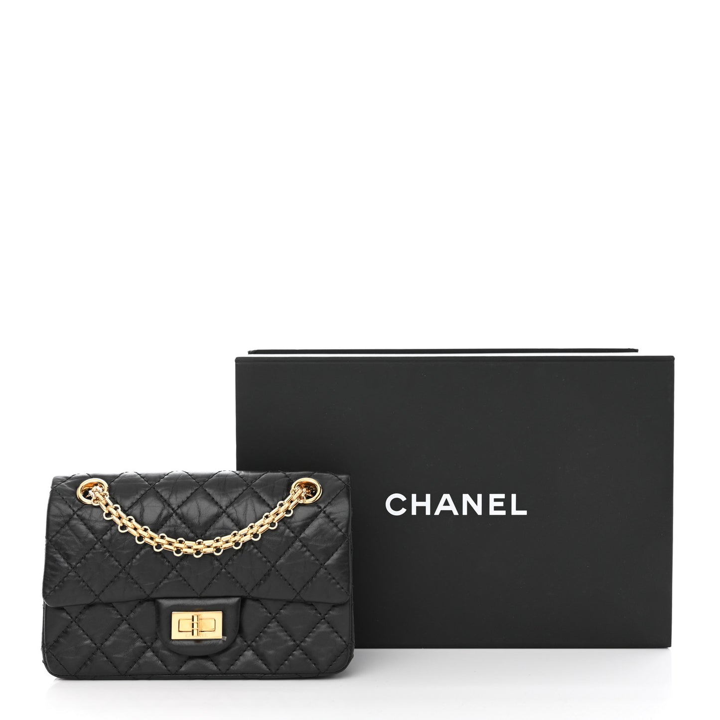 Aged Calfskin Quilted 2.55 Reissue Mini Flap Black