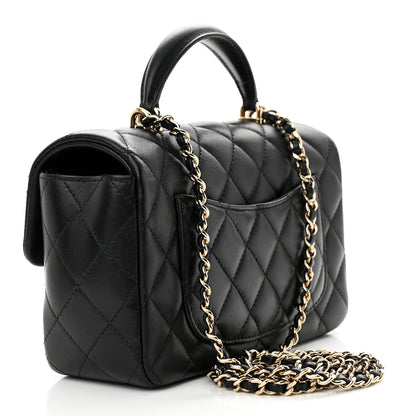 Chanel Lambskin Quilted Mini Top Handle Rectangular Flap Black 3 of 11