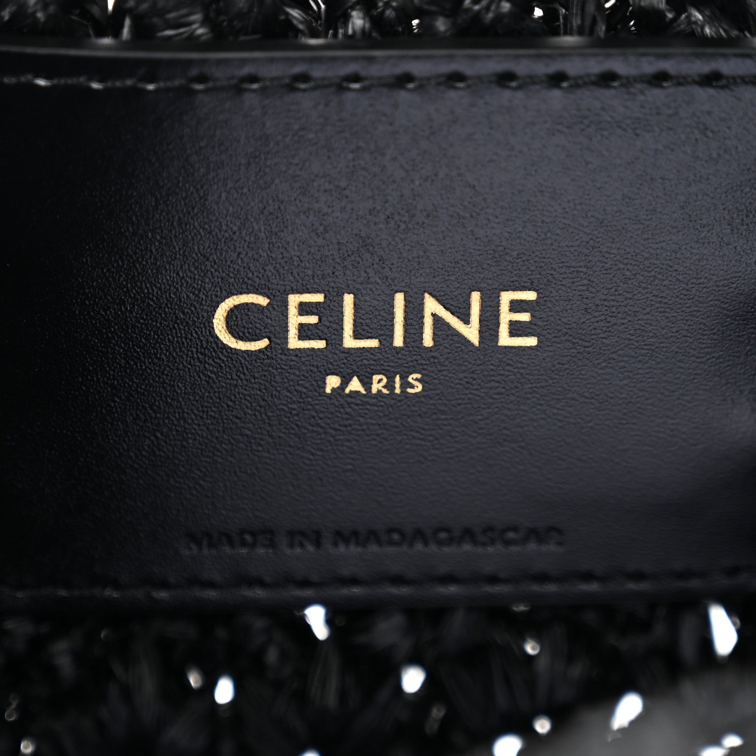 Celine Raffia Calfskin Triomphe Panier Hobo Bag Black 5 of 10