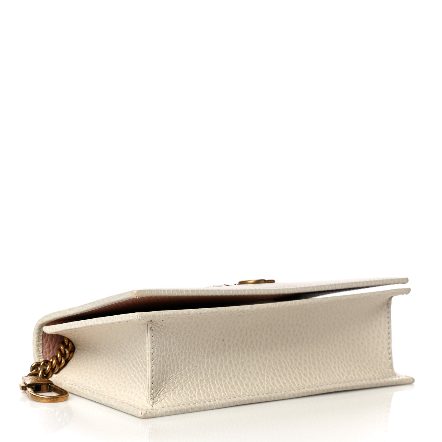 Calfskin GG Marmont Bow Chain Wallet White