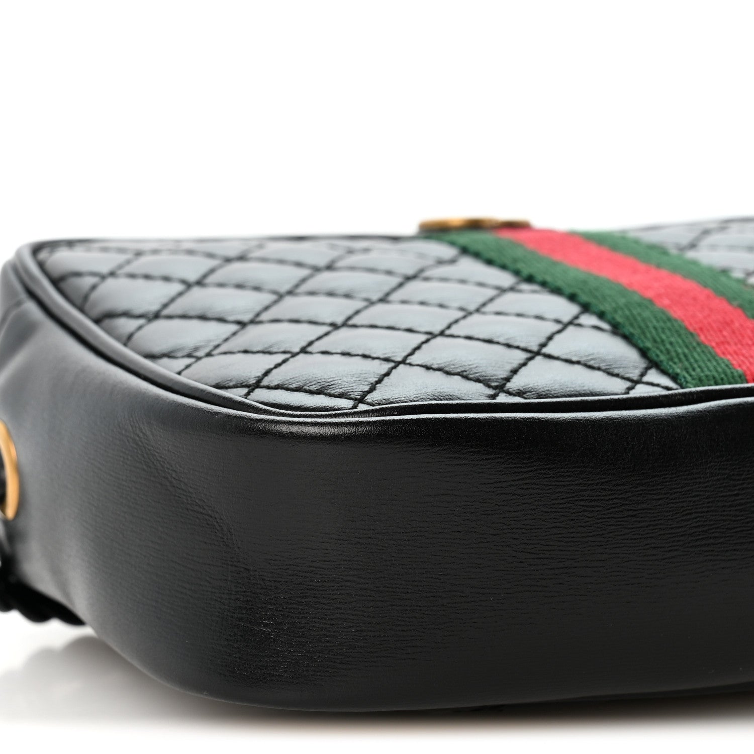 Gucci Calfskin Trapuntata Web Mini GG Shoulder Bag Black 9 of 12