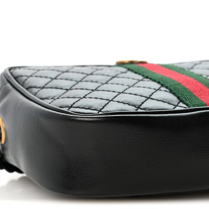 Gucci Calfskin Trapuntata Web Mini GG Shoulder Bag Black 9 of 12