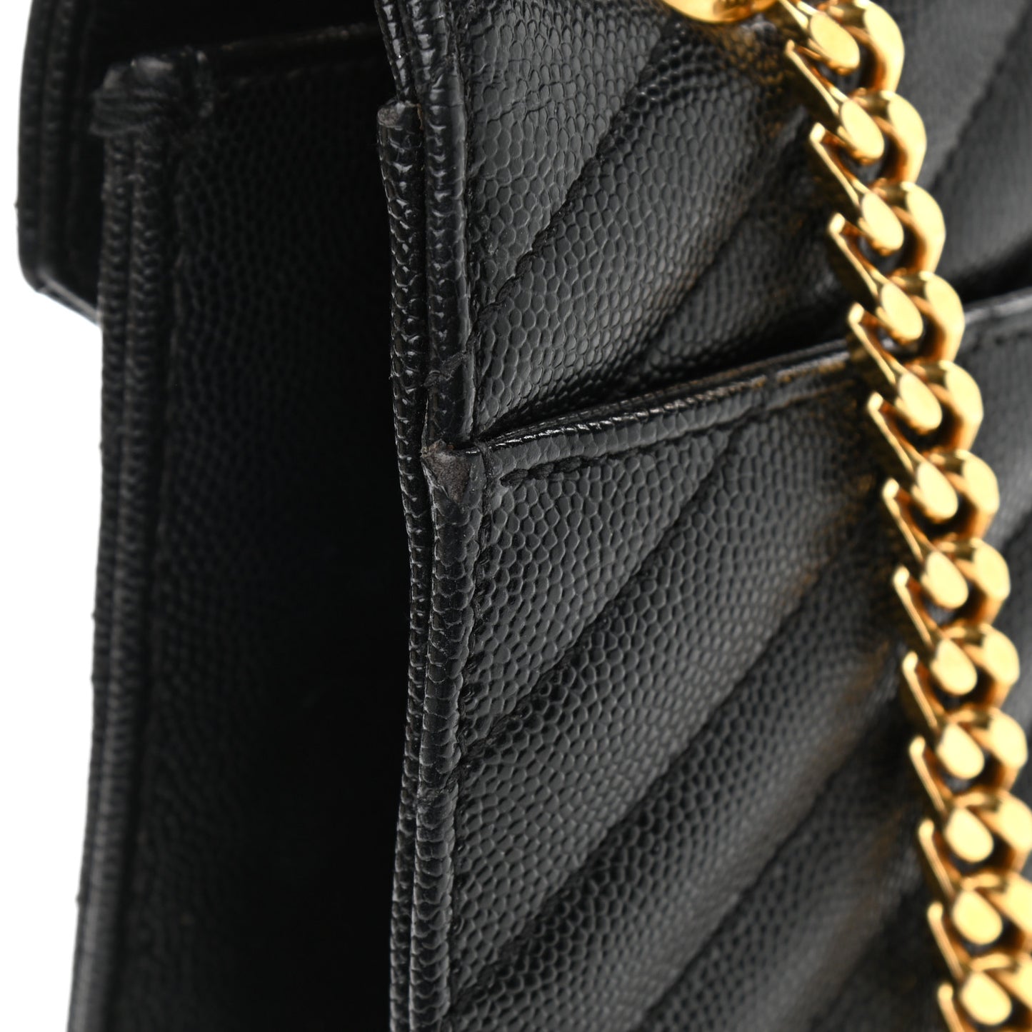 Grain De Poudre Matelasse Chevron Large Monogram Satchel Black