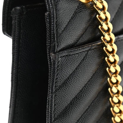 Saint Laurent Grain De Poudre Matelasse Chevron Large Monogram Satchel Black 19 of 20