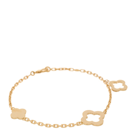18K Yellow Gold 3 Motifs Byzantine Alhambra Bracelet