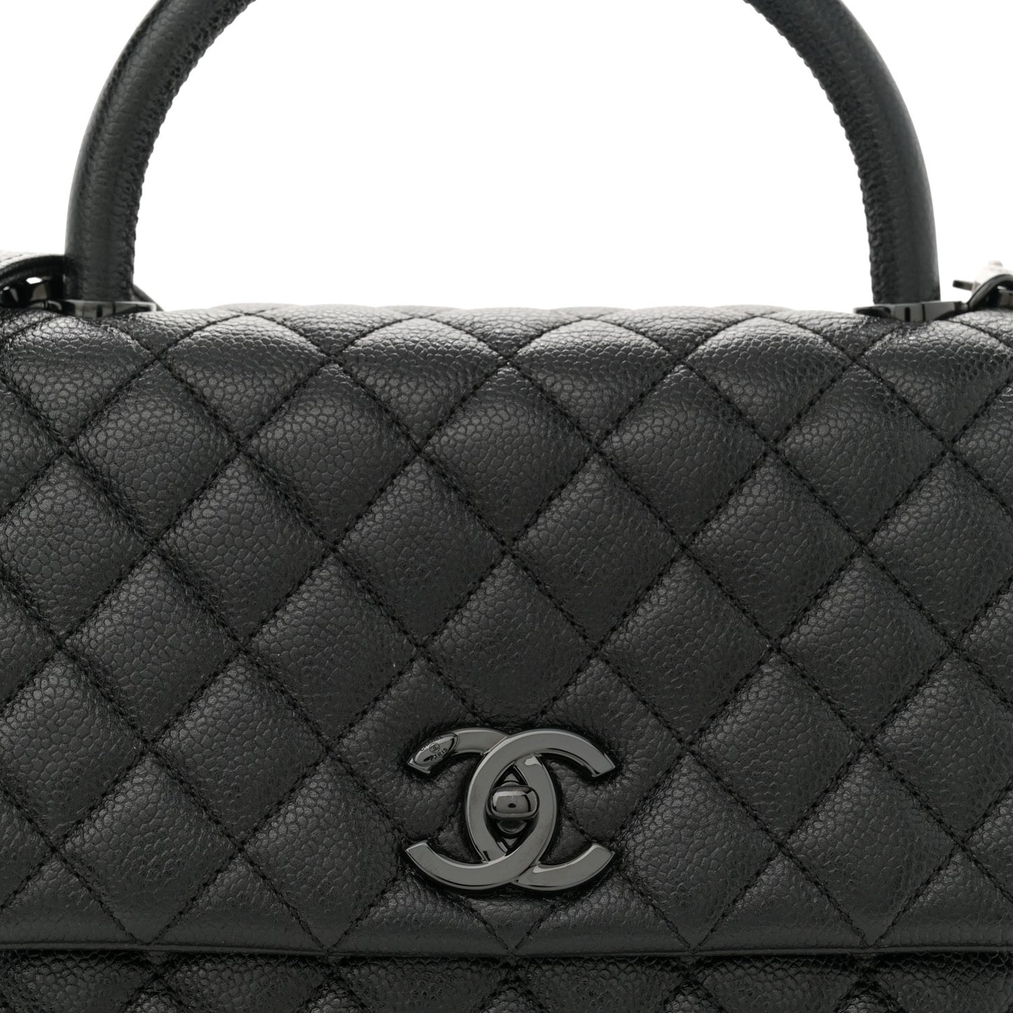 Caviar Quilted Small Coco Handle Flap So Black