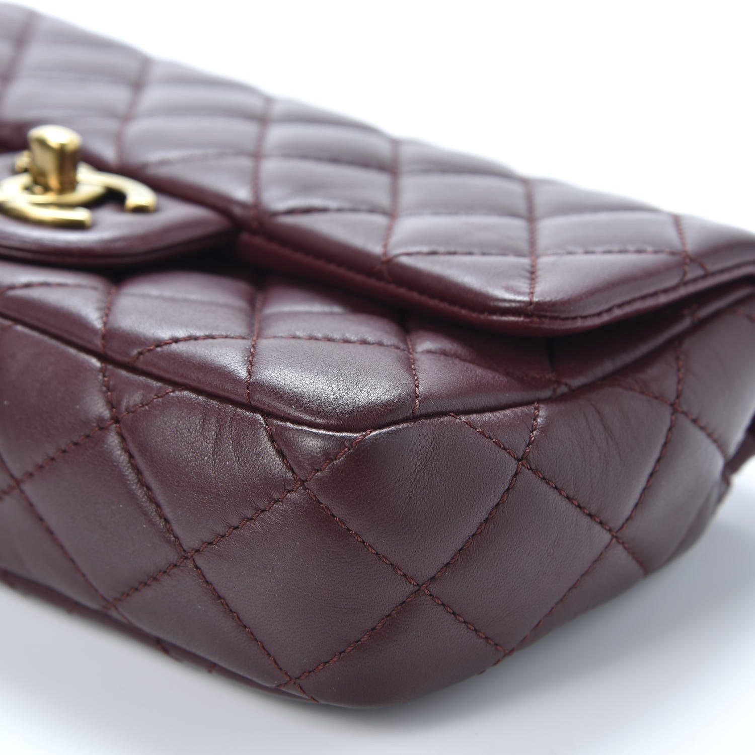 Chanel Lambskin Quilted Meat Packaged Mini Rectangular Flap Burgundy 6 of 9