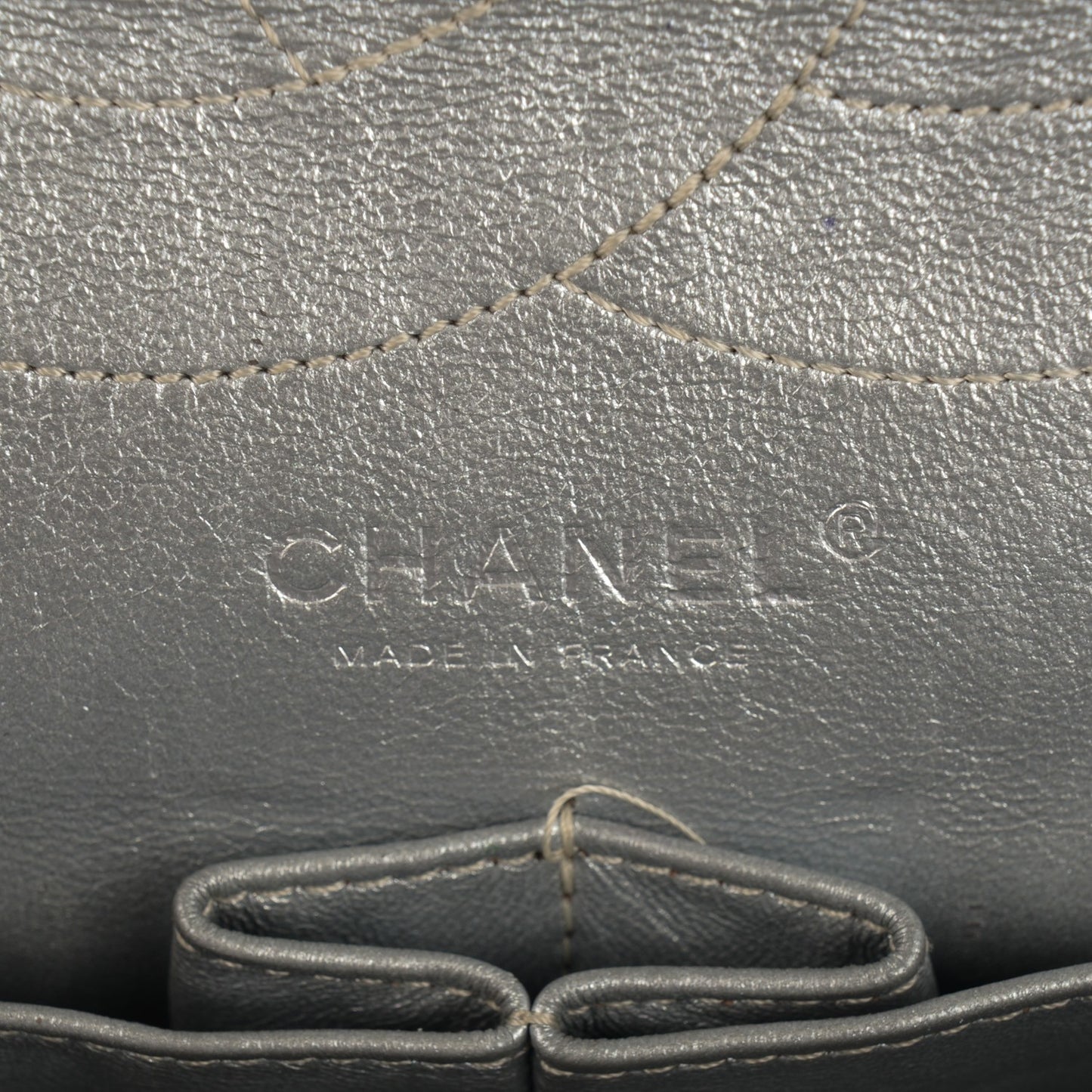 Metallic Calfskin Striped 2.55 Reissue 227 Silver