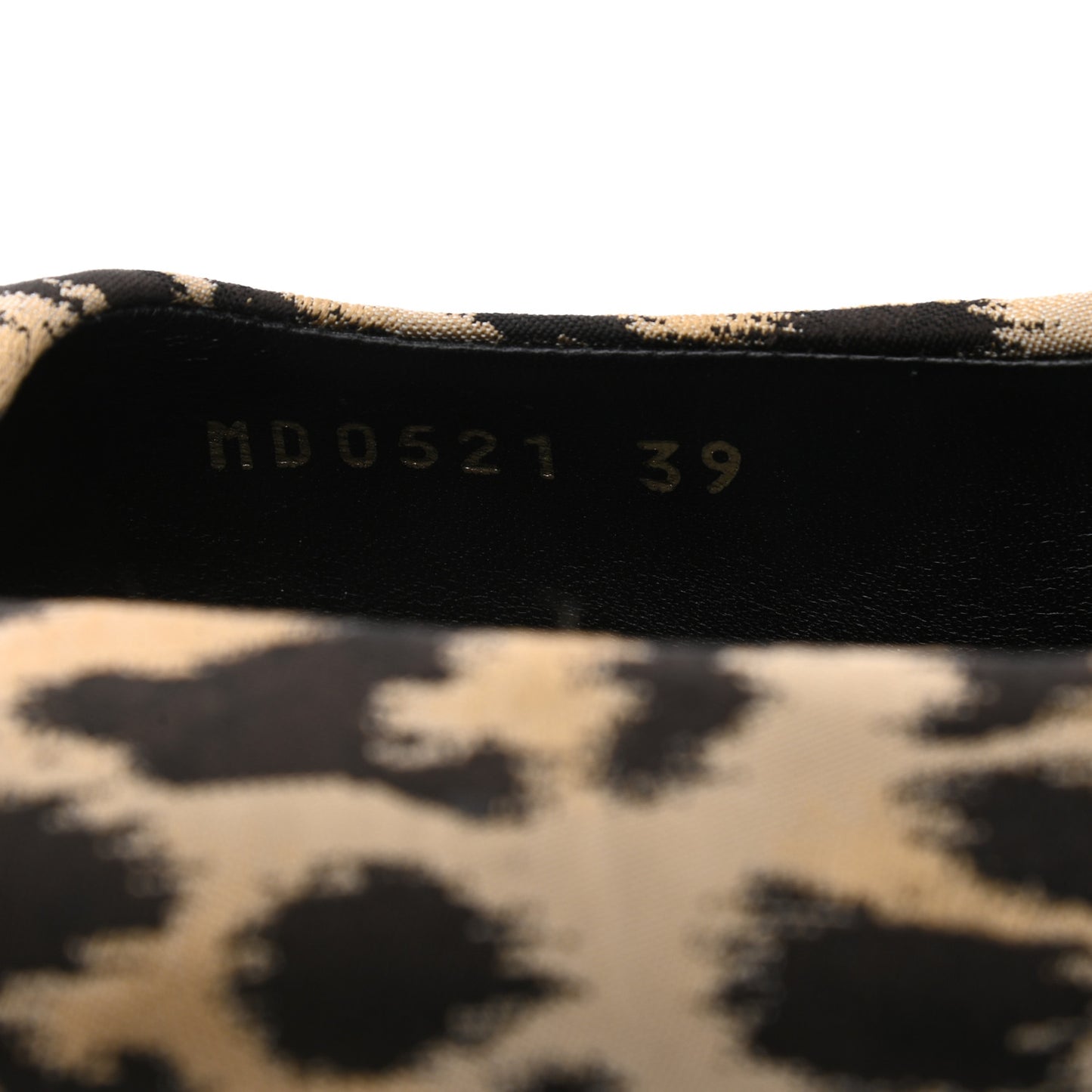 Nylon Leopard Print Mizza Slingback Flat 39 Beige Multicolor
