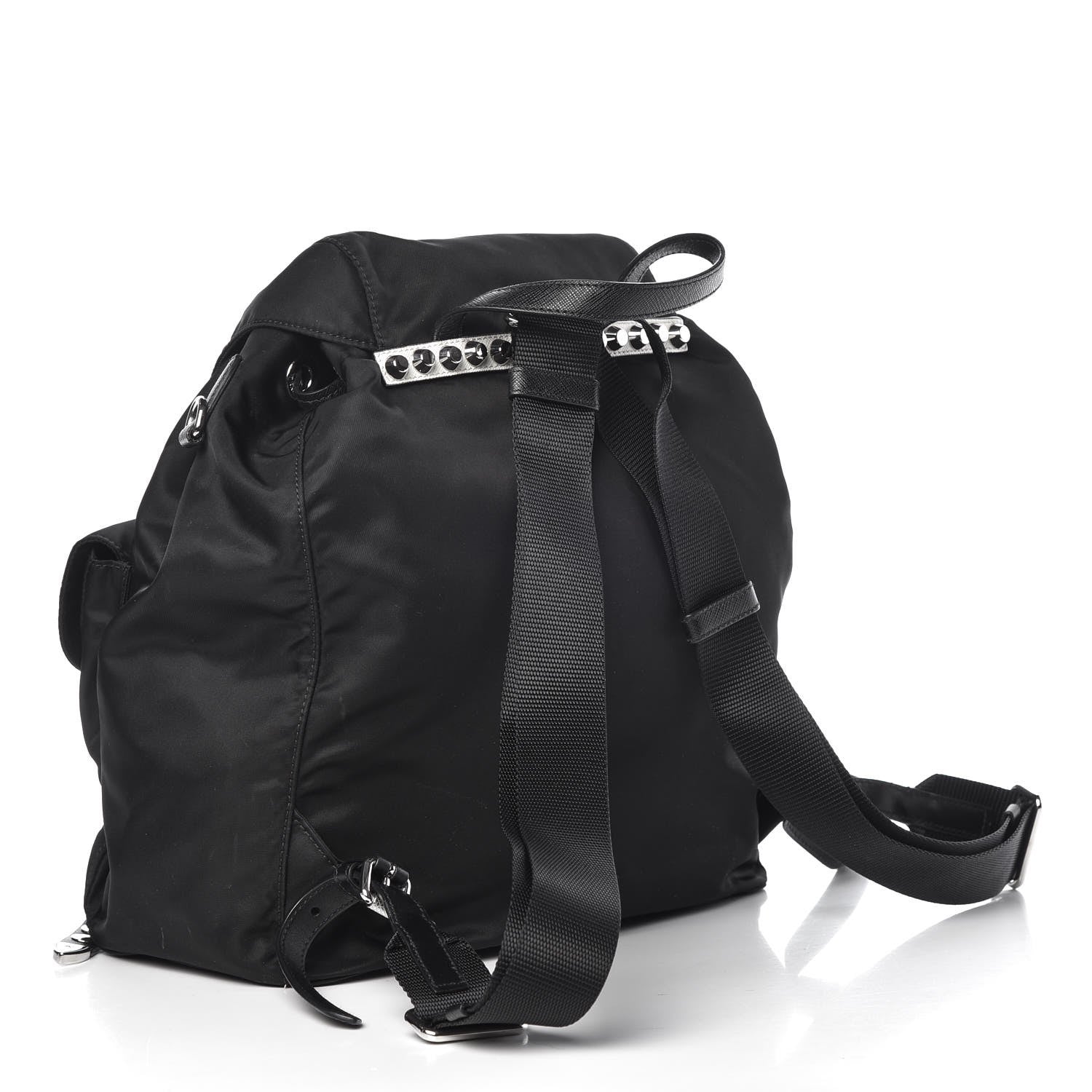 Prada Nylon New Vela Studded Backpack Black Fuoco 3 of 10