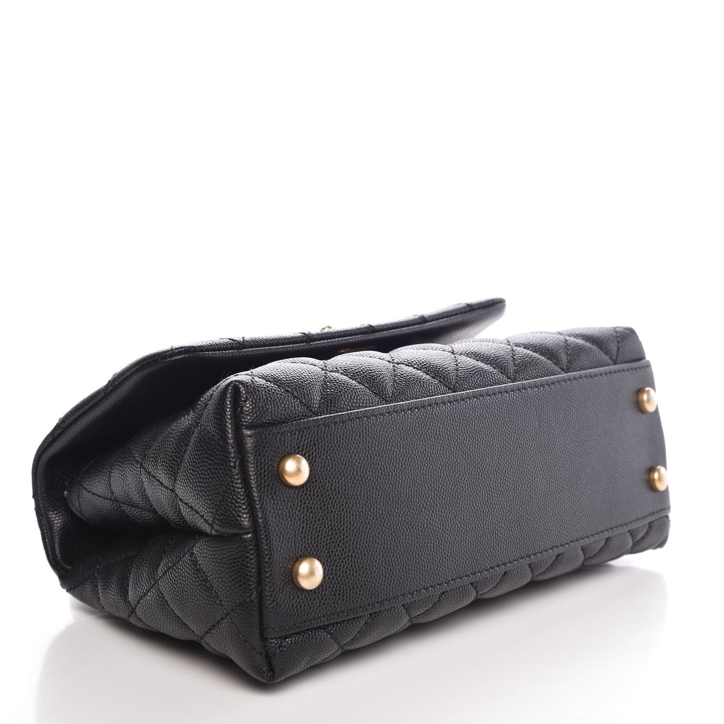 Caviar Lizard Quilted Mini Coco Handle Flap Black