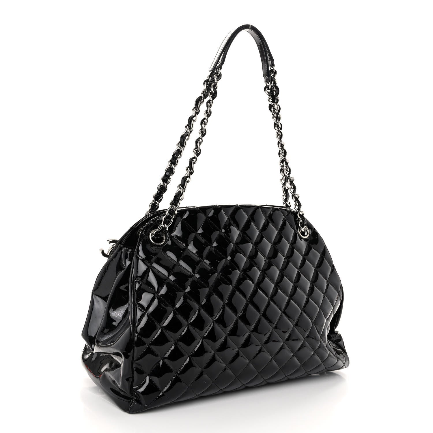 Chanel Patent Quilted Large Just Mademoiselle Bowling Bag Black 3 of 14
