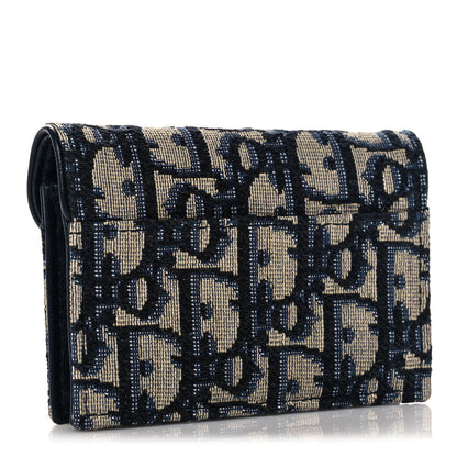 Christian Dior Oblique Saddle Card Holder Blue 3 of 7