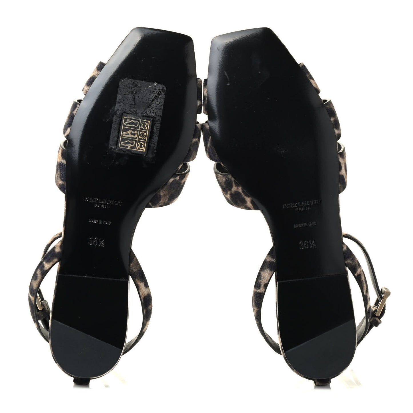 Suede Leopard Print Tribute 05 Ankle Strap Sandals 36.5 Russian Beige