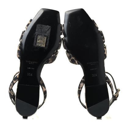 Saint Laurent Suede Leopard Print Tribute 05 Ankle Strap Sandals 36.5 Russian Beige 5 of 7