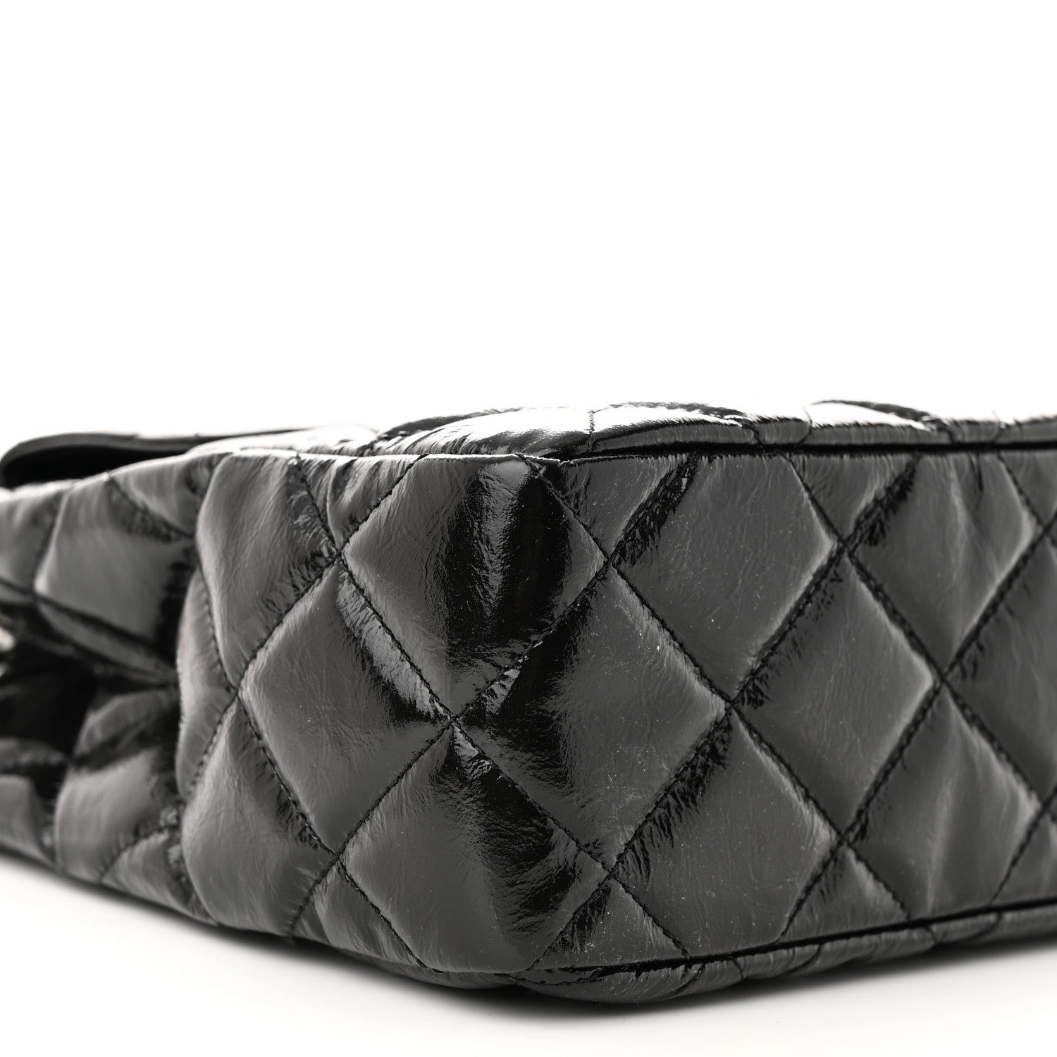 Chanel Shiny Crumpled Calfskin Quilted Large Wavy CC Hobo Black 9 of 10