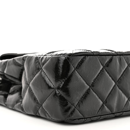 Chanel Shiny Crumpled Calfskin Quilted Large Wavy CC Hobo Black 9 of 10