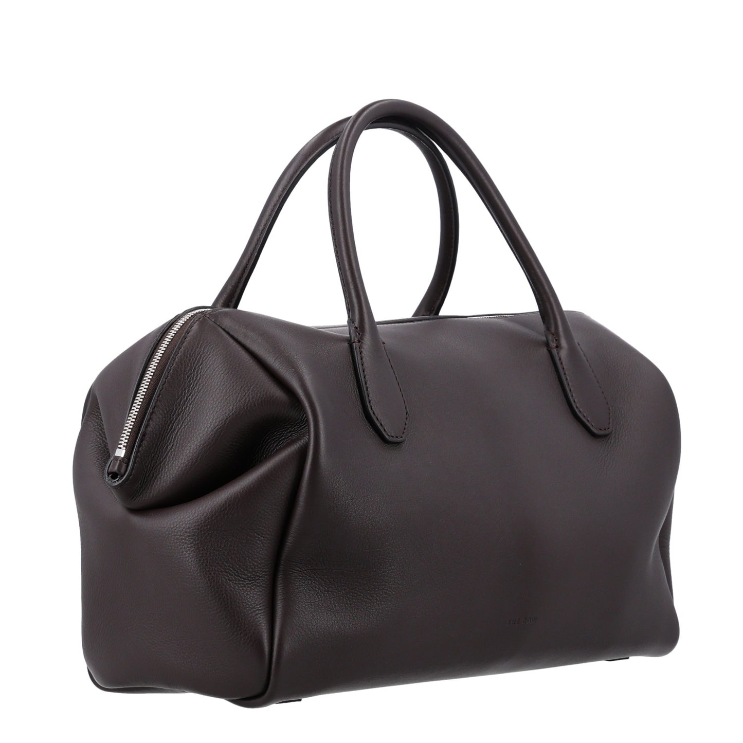 Grained Calfskin Faye Bowling Bag Dark Brown