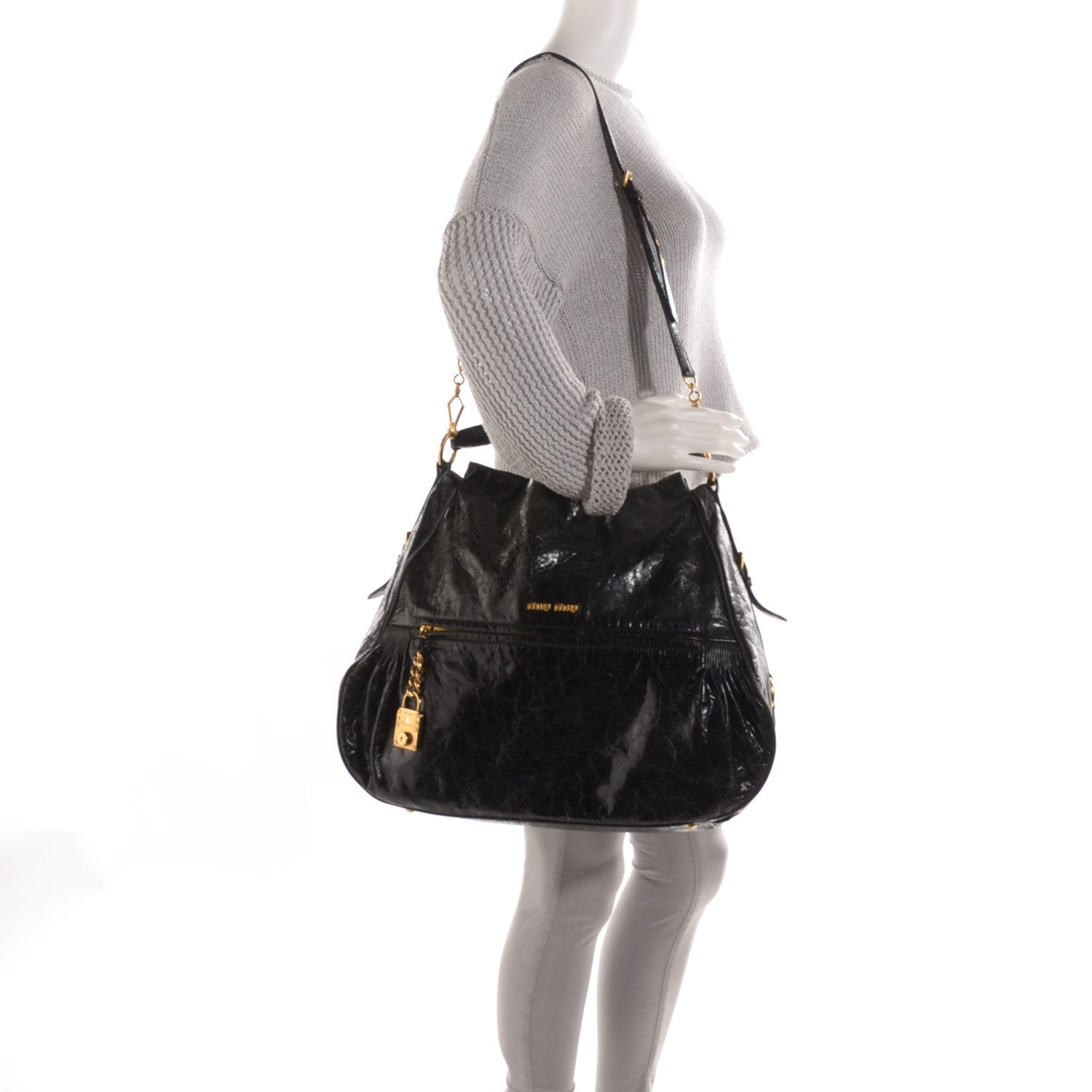 Miu Miu Vitello Lux Charm Hobo Nero Black 2 of 10
