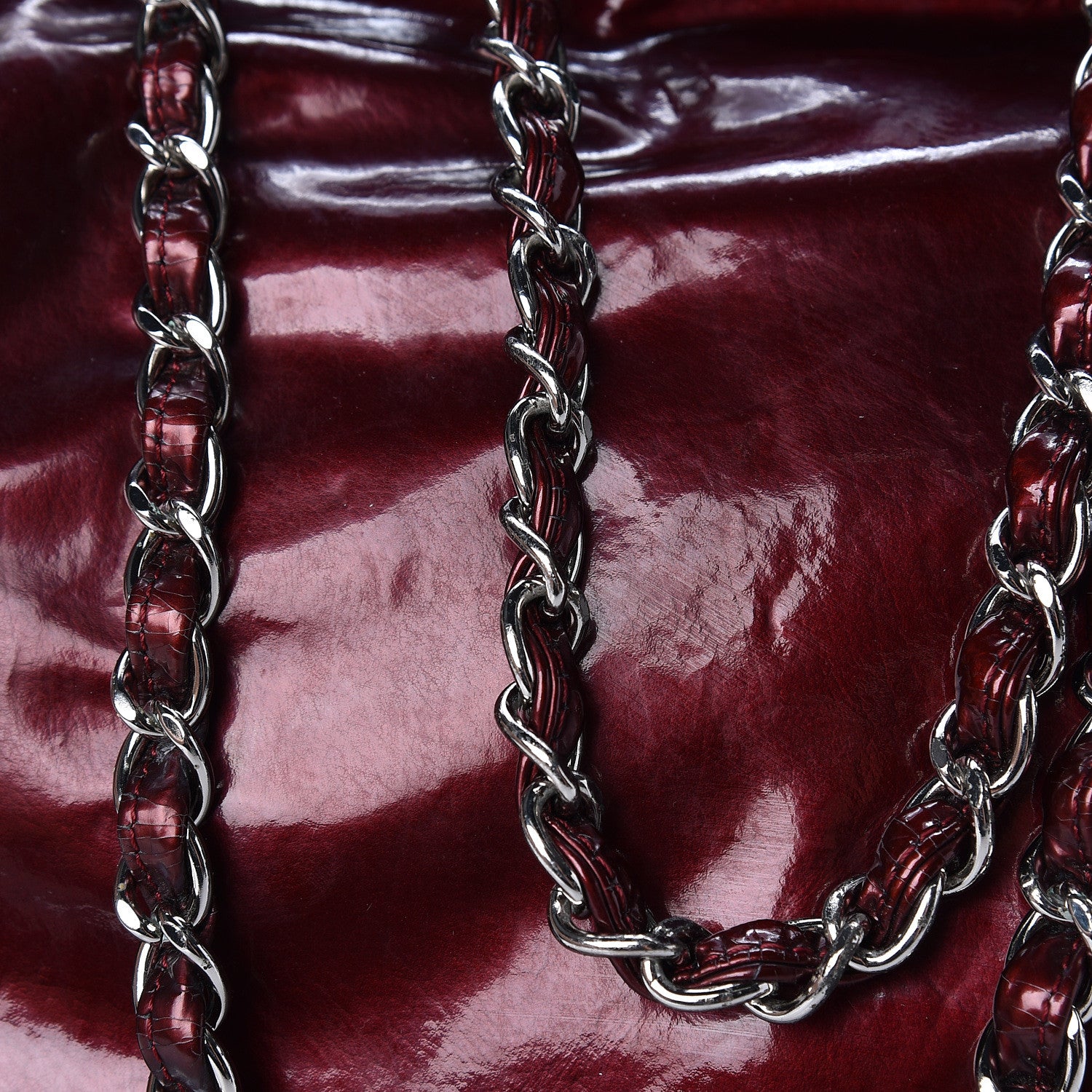 Chanel Patent Bonbons Shopper Tote Bordeaux 11 of 13
