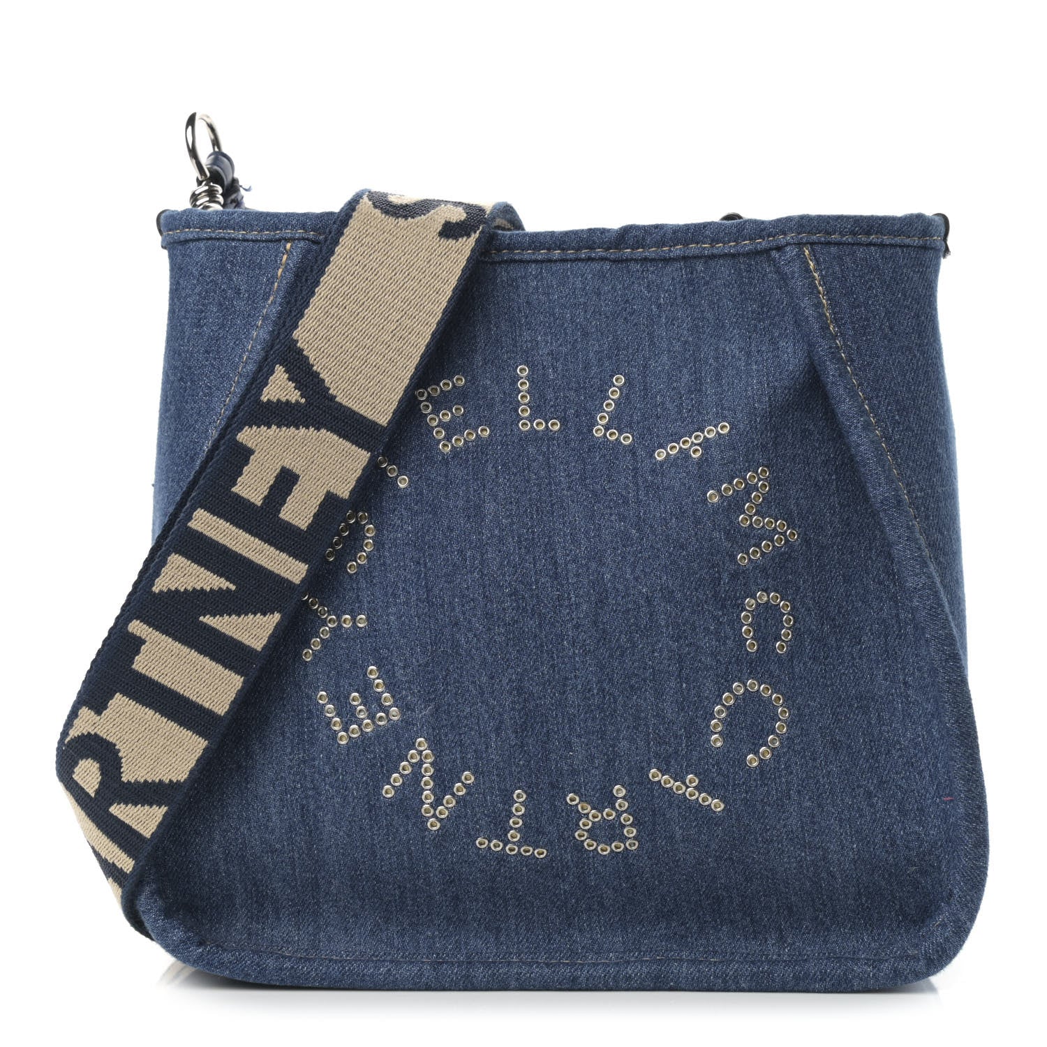 Stella McCartney Eco Alter Denim Perforated Logo Mini Crossbody Orion Blue 1 of 12